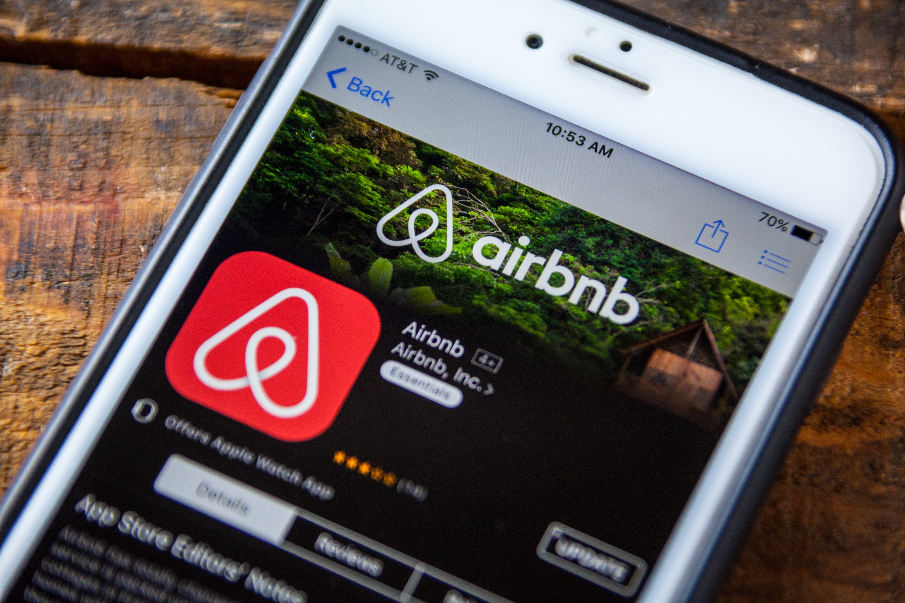 Airbnb app shown on smartphone 