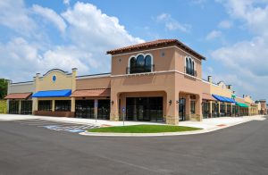 Image of a new shopping center signifying commercial leasing. 