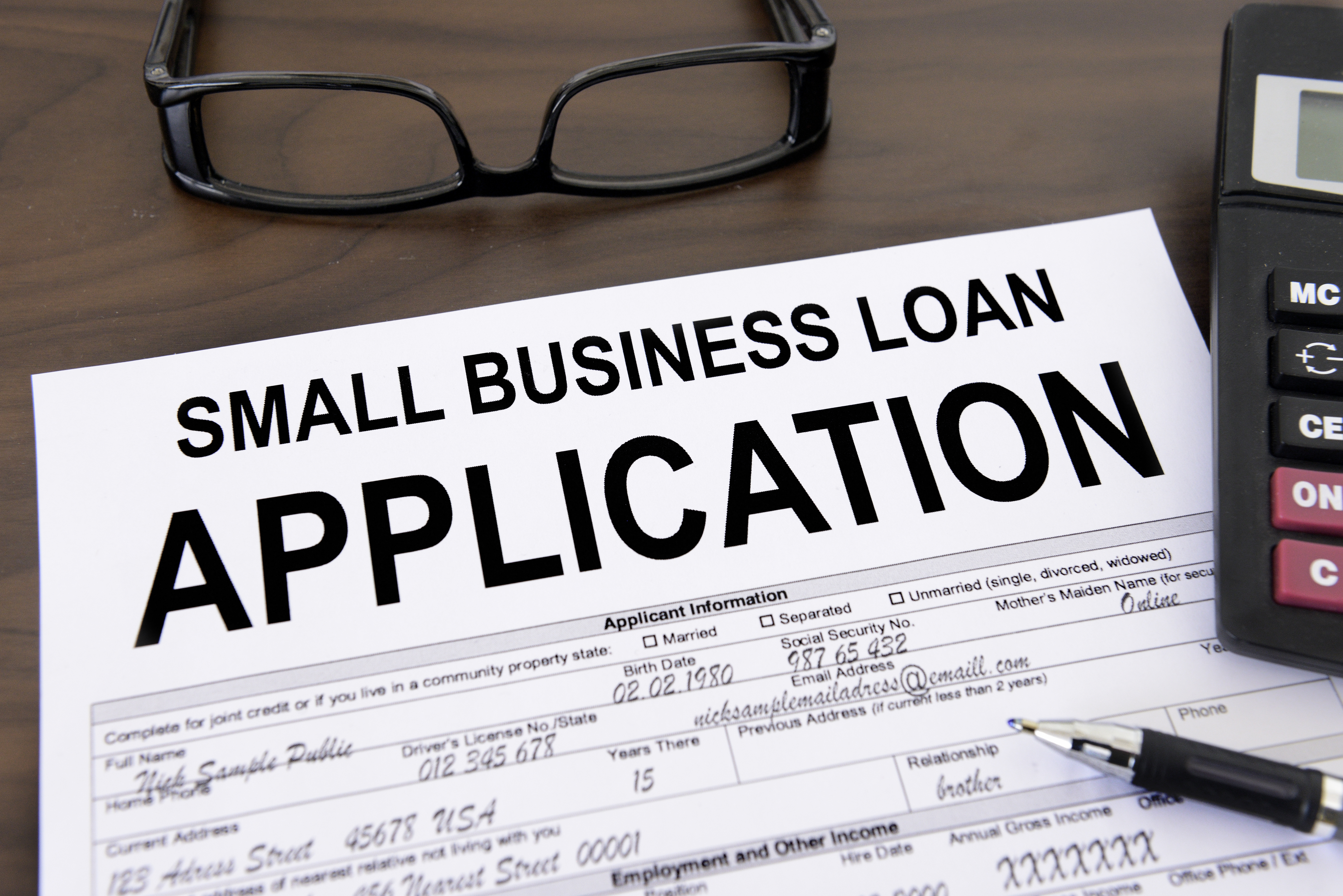 Image of a small business loan application 